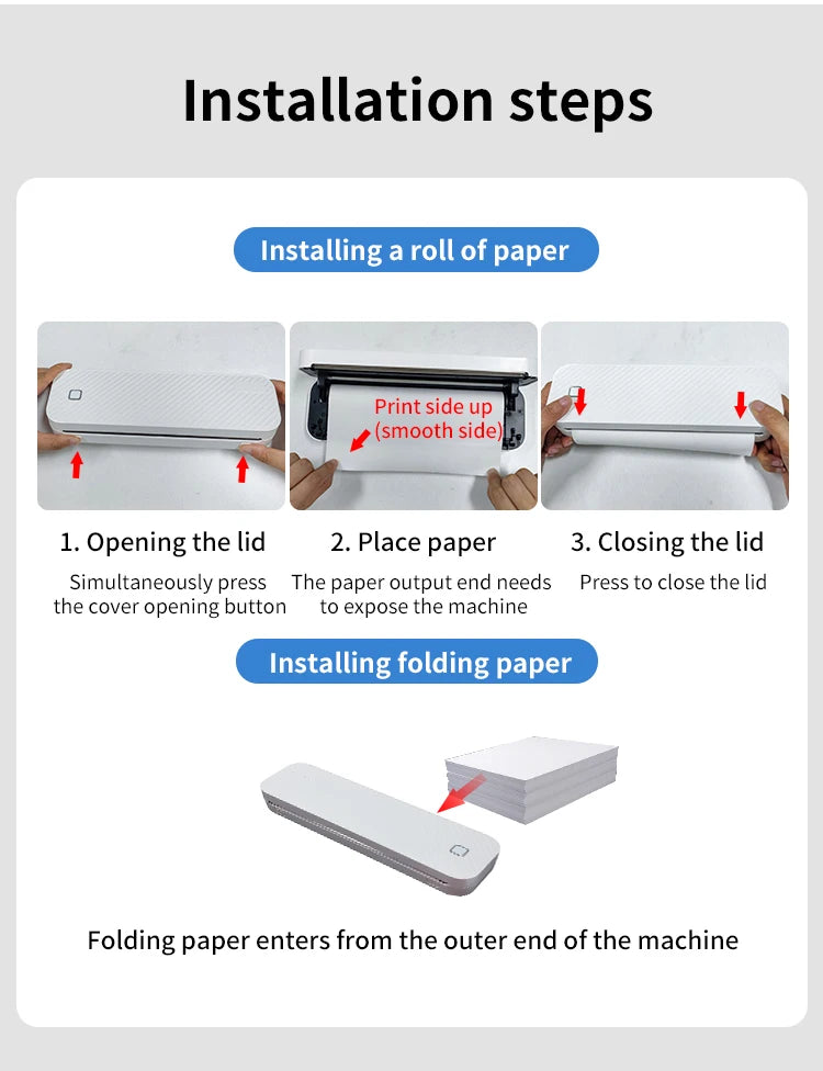 Inkless Portable A4 Thermal Printer Bluetooth PDF Excel Word Document Printing Machine Paper Roll For Office Work Home School