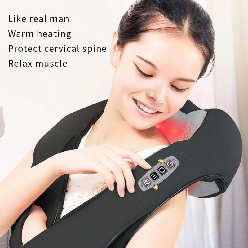 Home Car Electrical Body Neck Massager Back Relaxation Massagem U Shape Shoulder Shiatsu Infrared heated 3D Kneading Shawl belt