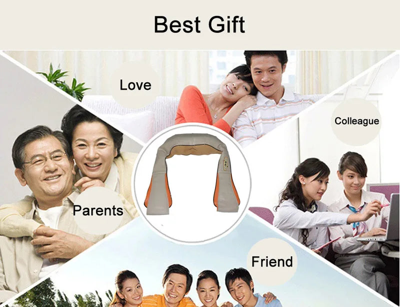 Home Car Electrical Body Neck Massager Back Relaxation Massagem U Shape Shoulder Shiatsu Infrared heated 3D Kneading Shawl belt
