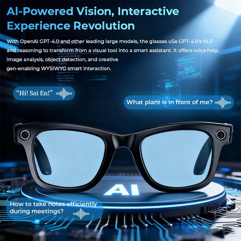 AI Smart Glasses - Touch Control AI Chat GPT Model 800W High-definition Shake-proof Real-time Translation Anti-blue Light