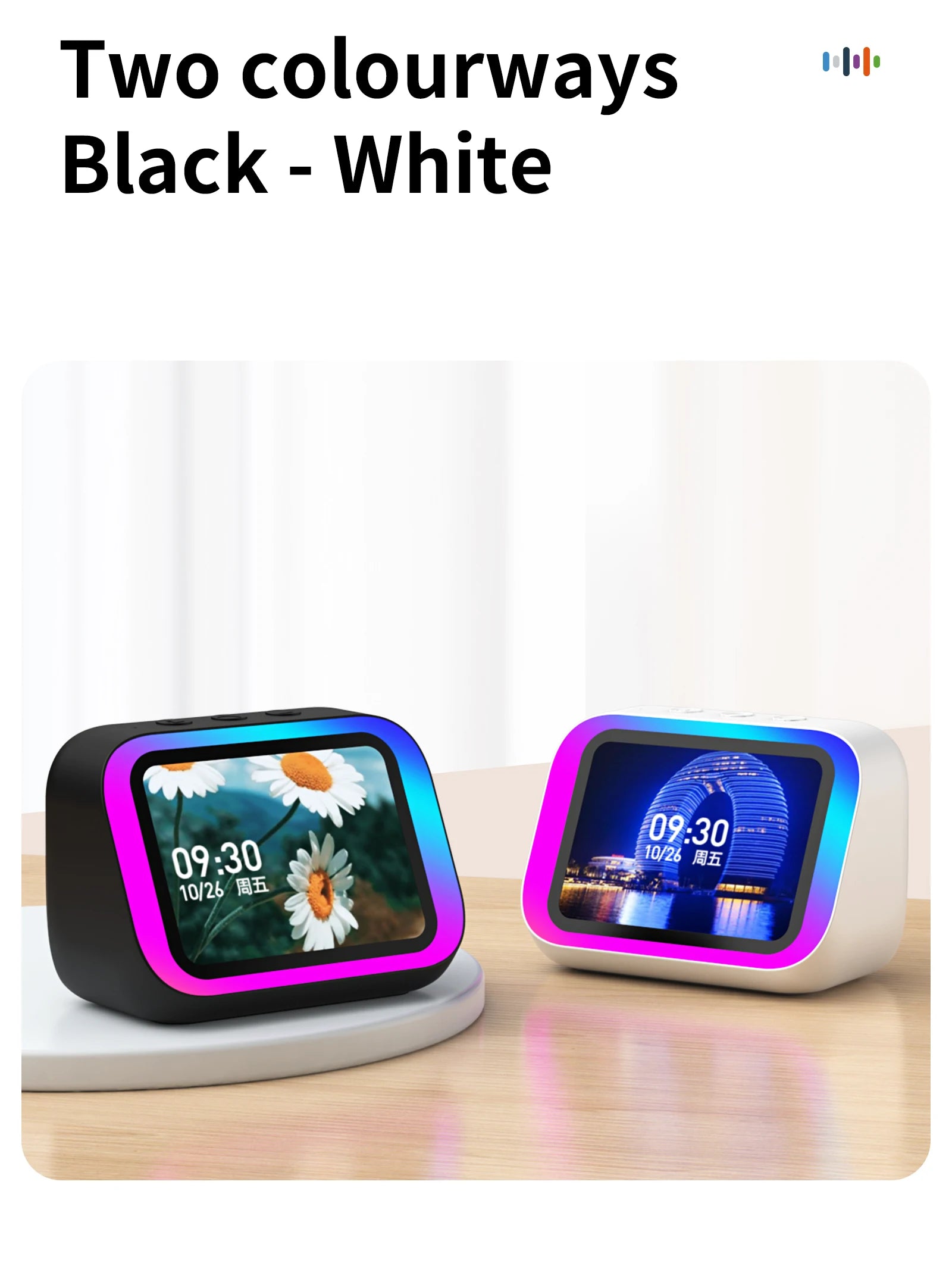 Smart Bluetooth Speaker Lntelligent Large-Screen Weather Temperature Display Table Speaker Clock Bedroom Decor  Voice Assistant