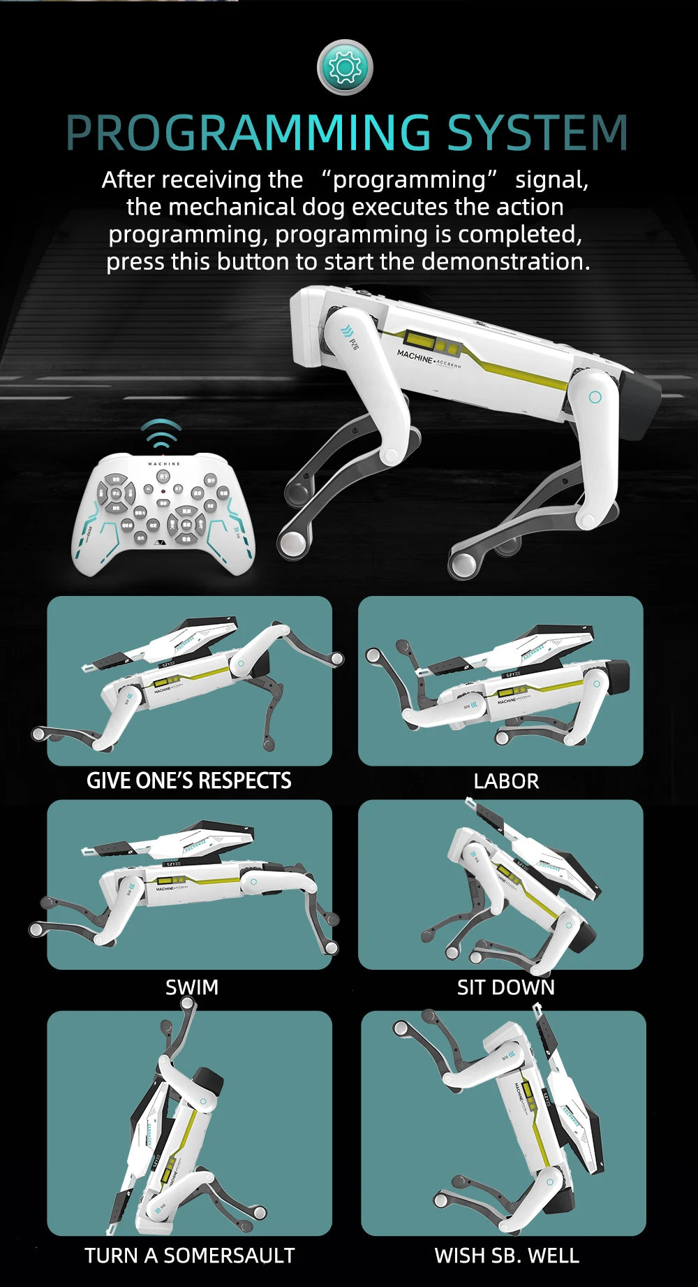 Teeggi Electric RC Intelligent Robot Dog Multifunction RC Mechanical Dog with turret Educational Toy Bionic Smart Robot Toy Gift