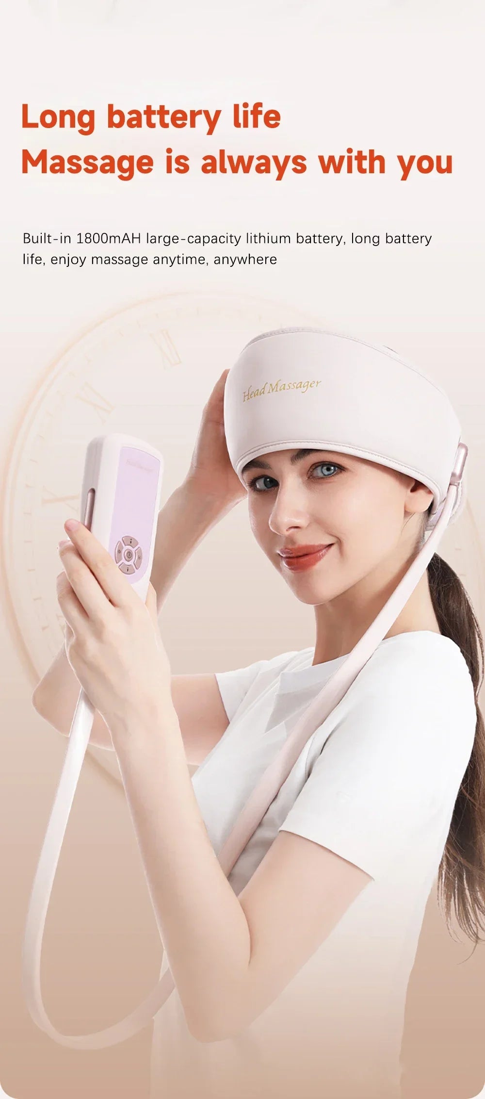 Electric Head Massager with Heat Air Pressure Head Massage Device Eye Muscle Massager Hot Compress Airbag Music 6-Zone Massager