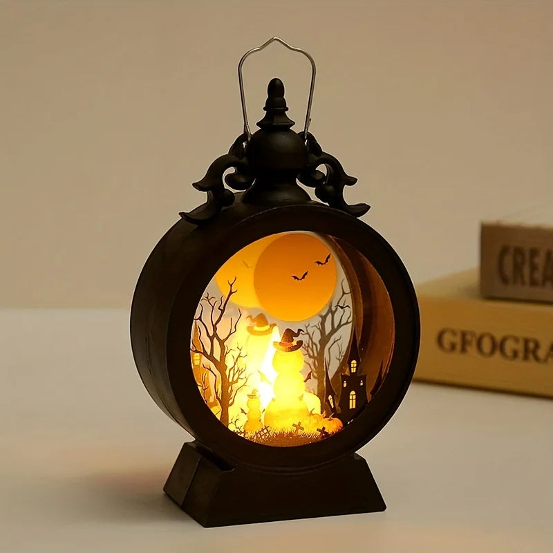 Halloween Oil Lamp,LED Electronic Wax Candle Light,Handheld Lantern,Party Atmosphere Props,Luminous Ornaments