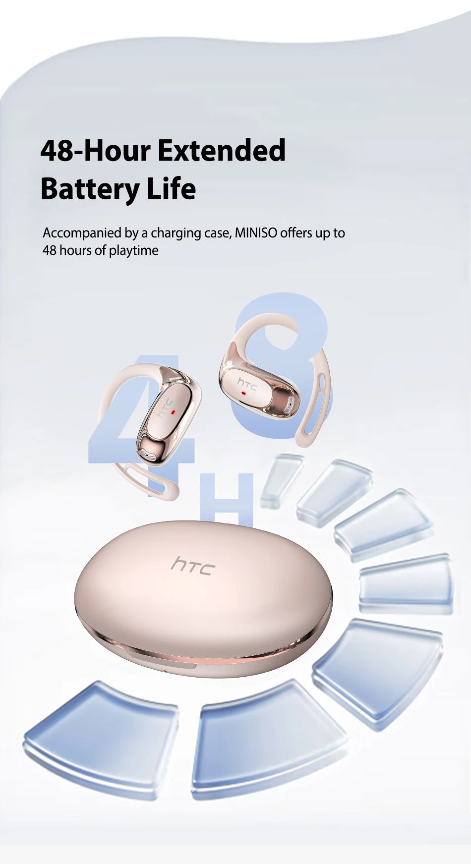 HTC NE35 Bluetooth V6.0 AI Translation Earphones OWS Sport Headphone Comfortable Ultra-light Earhook Wireless Headphone with Mic
