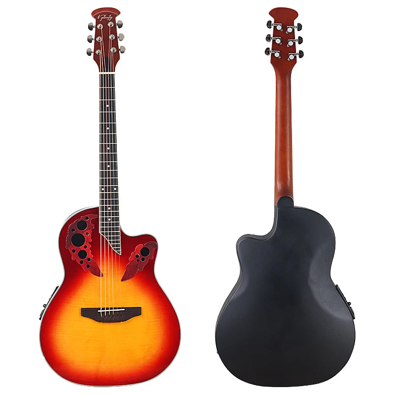 Electric Acoustic Guitar 6 Strings Round Back Ovation Model Brown 41 Inch Acoustic Guitar Cutaway Design Electric Folk Guitar