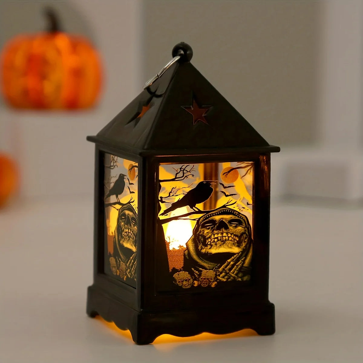 Halloween Oil Lamp,LED Electronic Wax Candle Light,Handheld Lantern,Party Atmosphere Props,Luminous Ornaments