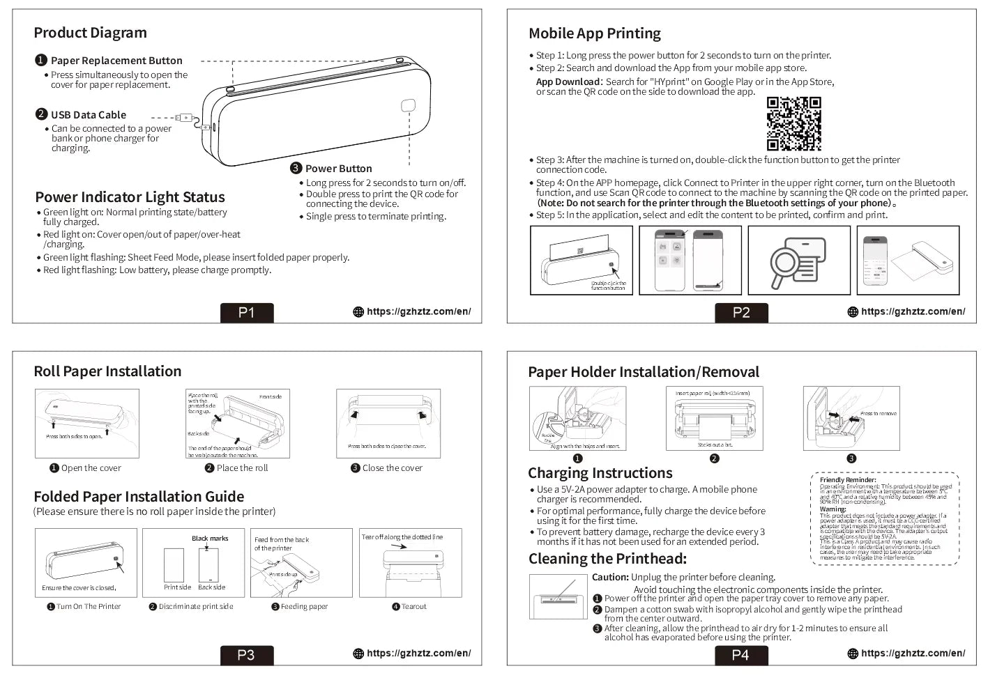 Inkless Portable A4 Thermal Printer Bluetooth PDF Excel Word Document Printing Machine Paper Roll For Office Work Home School