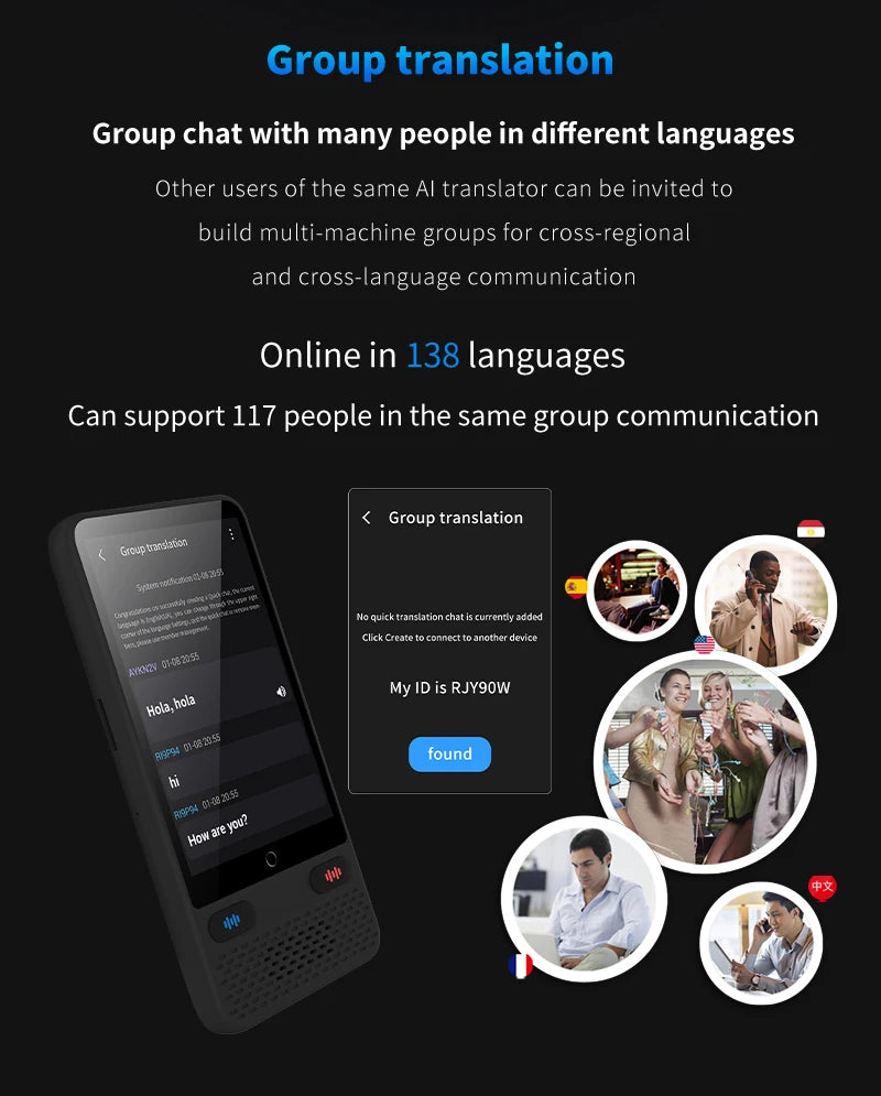Language Translator Device AI Translation Support ChatGPT 138 Languages Translation Two Way Real Time Voice Translation with