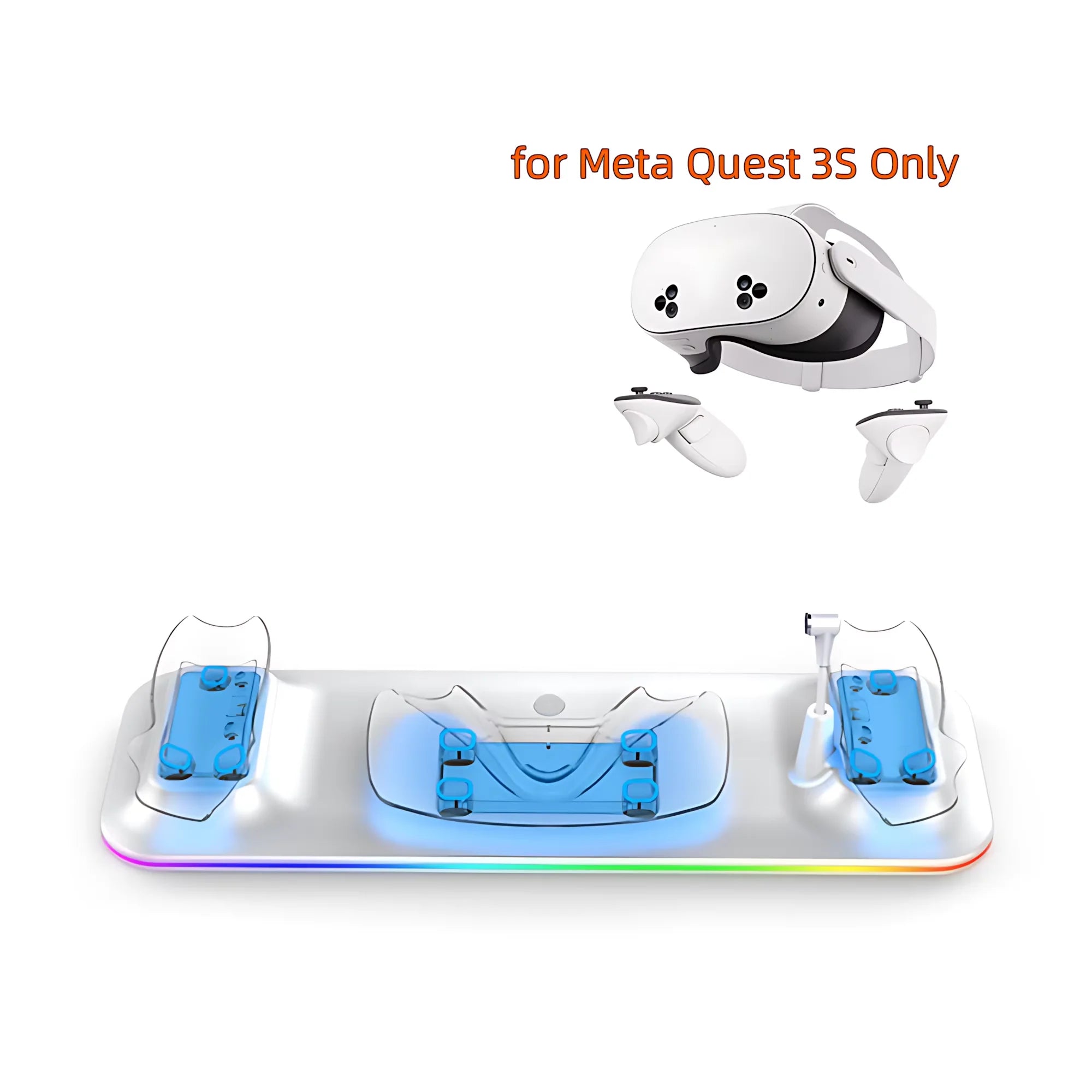 OQ3-025 Wireless Magnetic 18W Fast Charging Dock for Meta Quest 3S – with RGB Lighting & Temperature Protection