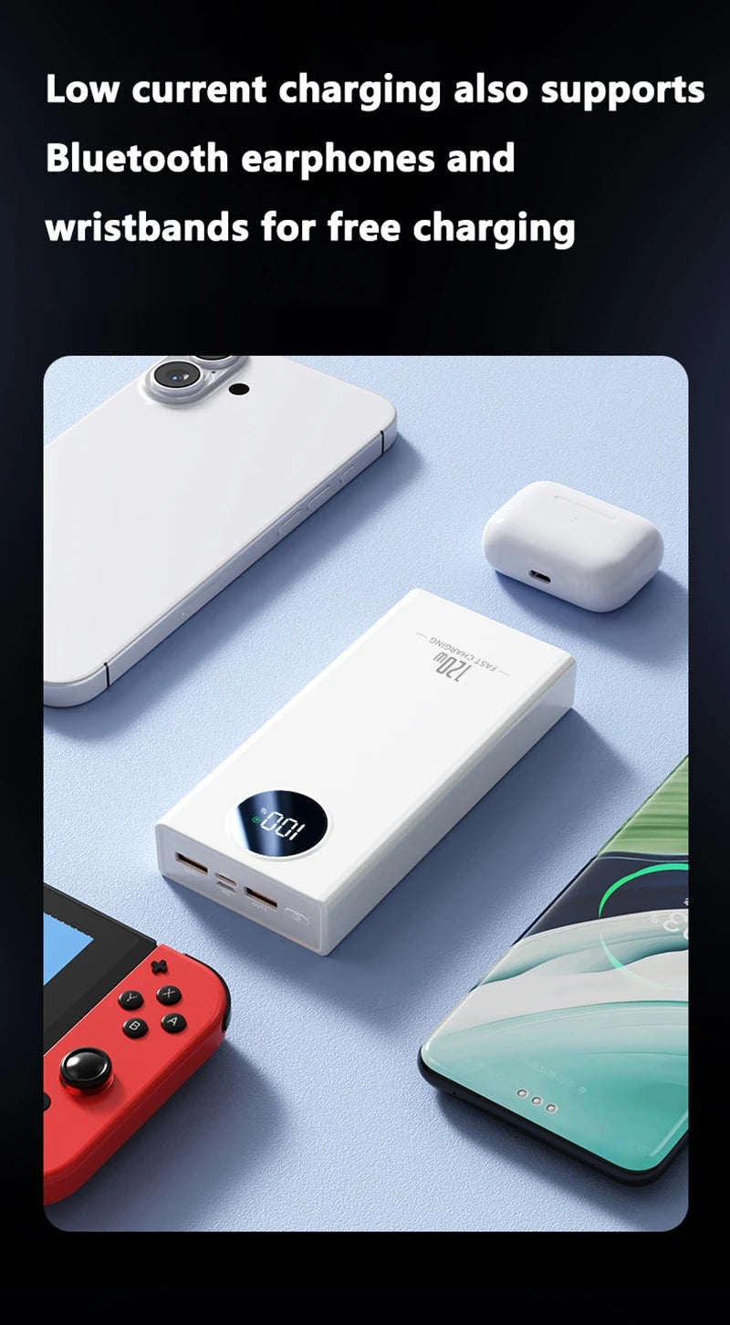 Xiaomi 120W 200000mAh Capacity Power Bank Large Capacity Super Fast Charging Portable Powerbank with 4 Wires for iPhone Huawei