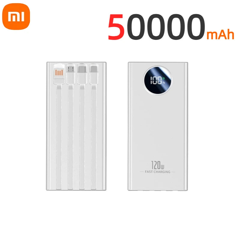 Xiaomi 120W 200000mAh Capacity Power Bank Large Capacity Super Fast Charging Portable Powerbank with 4 Wires for iPhone Huawei