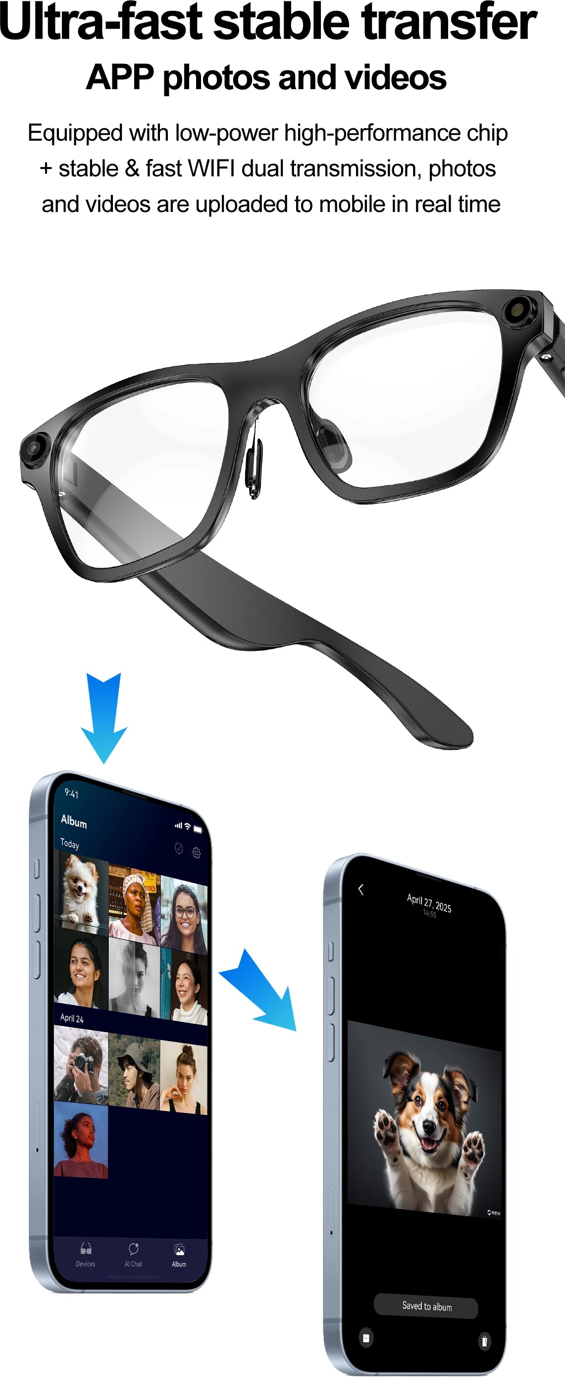 New OTA Upgrade Smart Glasses 1080P HD Camera Video Record AI Chat GPT Function Q&A Translation Wireless Call Women Men Eyeglass