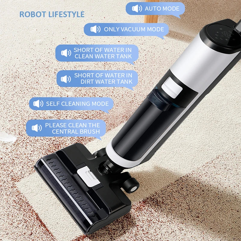 Wet Dry Vacuum Cleaner Cordless handhed Cleaning Robot Wireless RL8Pro Voice Assistant Low Noise 14000Pa Suction Battery 4000mAh