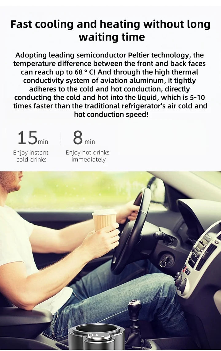 2 In 1 Car Cup Mug Holder DC 12V Warmer Smart Car Cup Car Heating Cooling Cup Touch Screen Office Cup Mug Holder for Home Travel