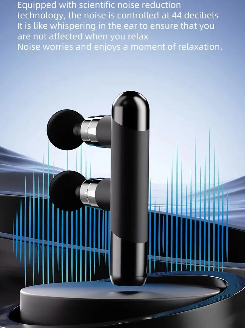 USB charging dual head fascia gun with 6-speed force adjustment and 4 pairs (8 pieces) of massage heads, double massage massager