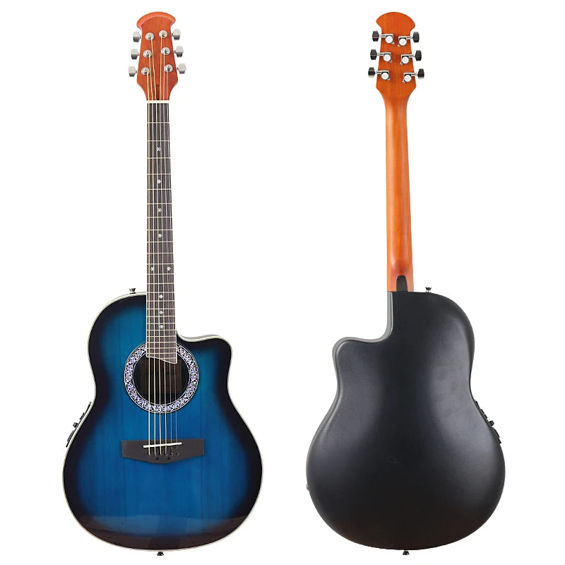 Electric Acoustic Guitar 6 Strings Round Back Ovation Model Brown 41 Inch Acoustic Guitar Cutaway Design Electric Folk Guitar