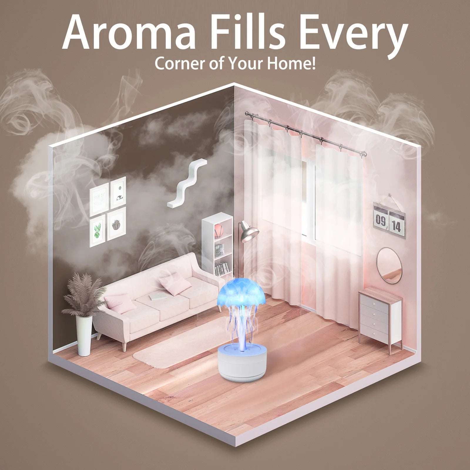 Jellyfish Cartoon Nihgt Light RGB Voice Control Jellyfish Bedside Lamp Type-C LED Night Lamp Upgraded Bluetooth Humidifier Model