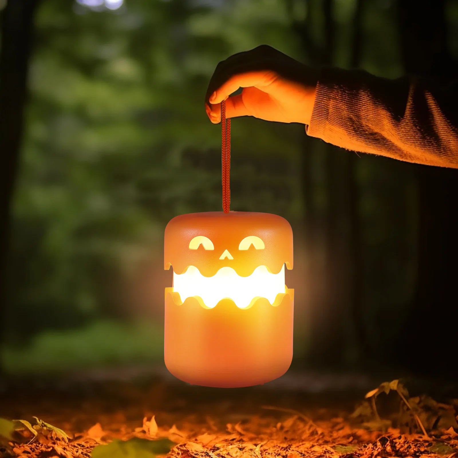 Halloween Night Light Foldable Pumpkin Lantern with Hanging Rope Halloween Party Decorations Atmosphere LED Night Light 할로윈