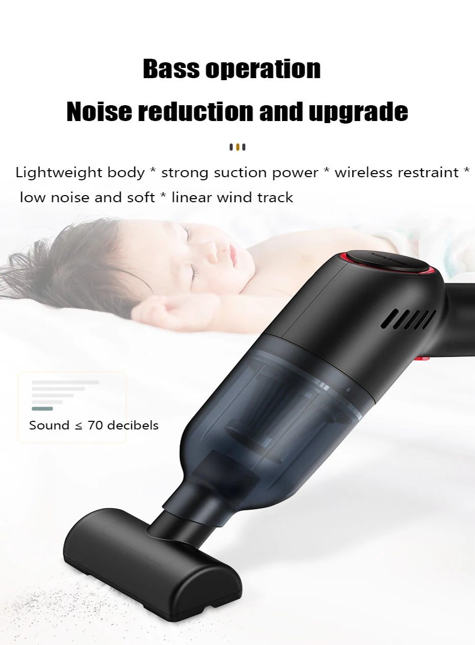 8000Pa Car Vacuum Cleaner Handheld Wireless Portable Strong Suction Low Noise Pet Cat Hair Vacuum Cleaners  For Cars Home
