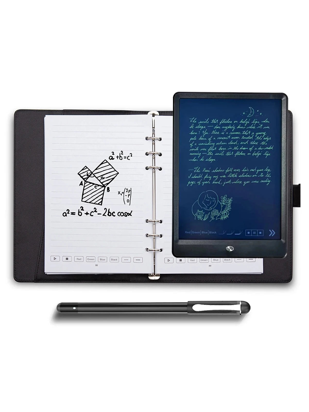 Bisofice Notebook Digital Pen Smart Pen Writing Set Includes Smartpen Smart A5 PU Leather Notebook Reusable Writing Tablet B5