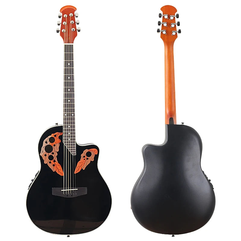 Electric Acoustic Guitar 6 Strings Round Back Ovation Model Brown 41 Inch Acoustic Guitar Cutaway Design Electric Folk Guitar