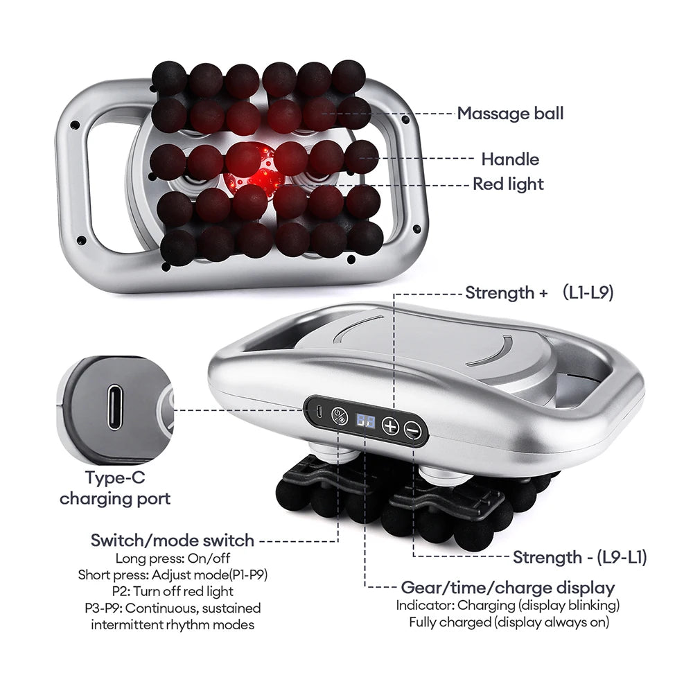 22-Head Fascia Gun High-Frequency Vibration Body Massage Gun Back and Waist Massager Neck Shoulder Massager Muscle masajeador