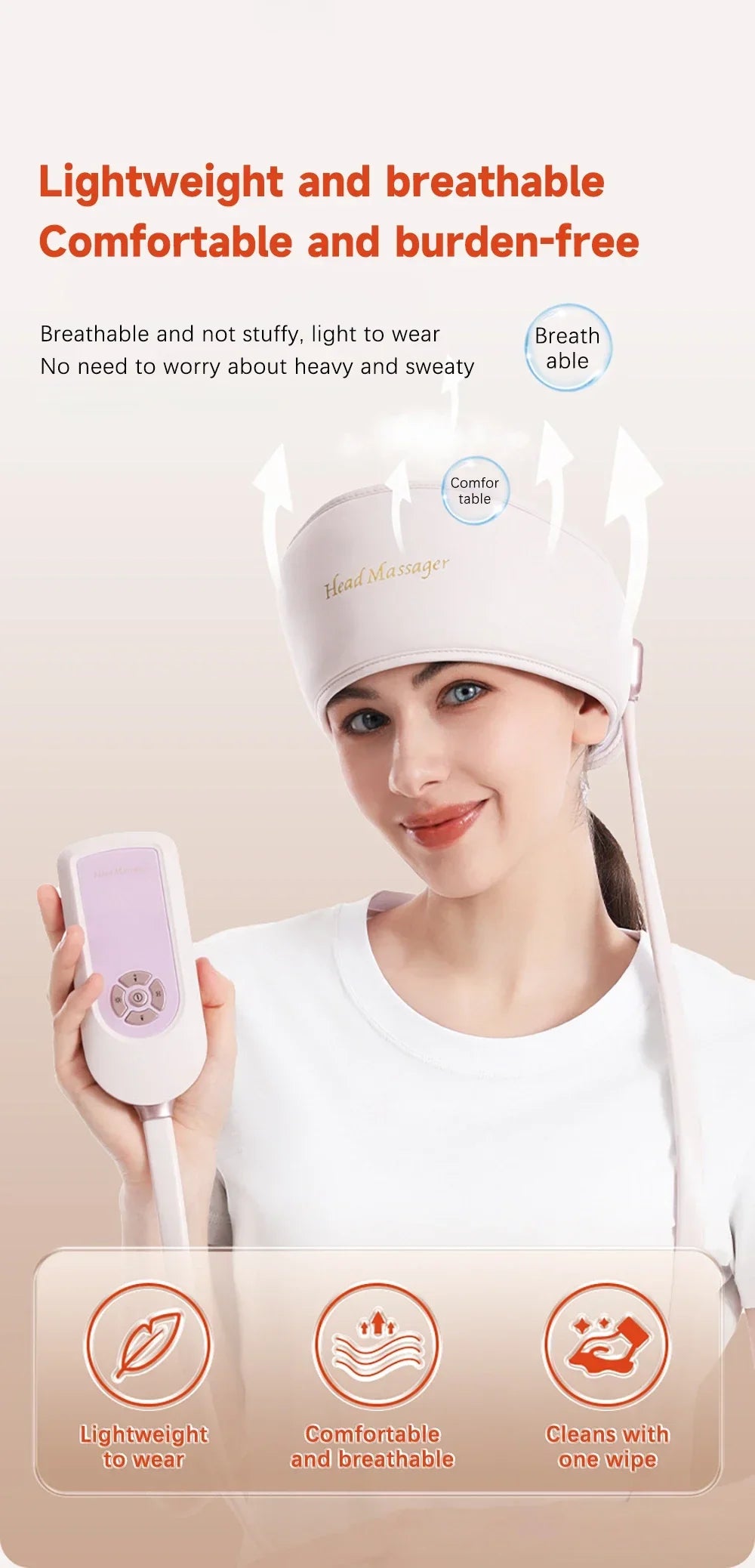 Electric Head Massager with Heat Air Pressure Head Massage Device Eye Muscle Massager Hot Compress Airbag Music 6-Zone Massager