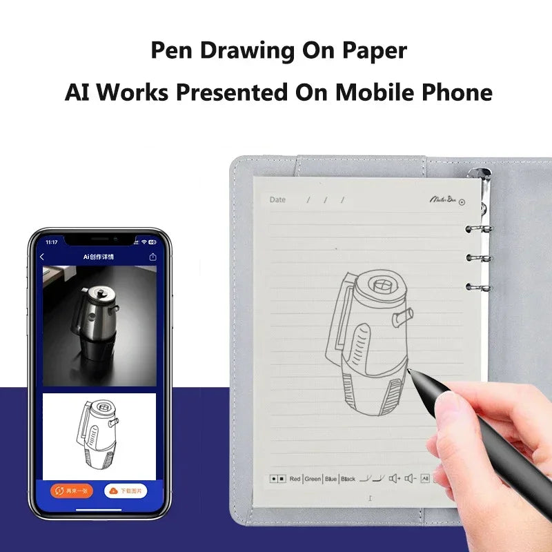 AI Bluetooth Digital Handwriting Note Book A5 Smart Sync Pen Diary Writing Set Cloud Notebook Drawing Writing Pads Playback Note