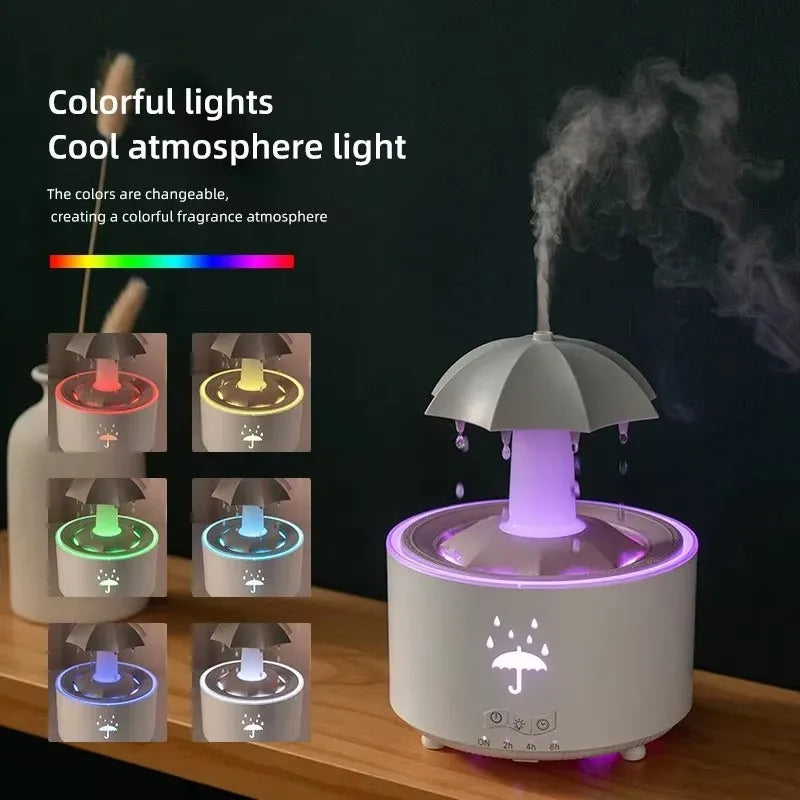 Cloud Rain Humidifier Raindrop Aroma Essential Oil Diffuserremote Control Night Light Desktop Fountain Water Drop Sound For Home