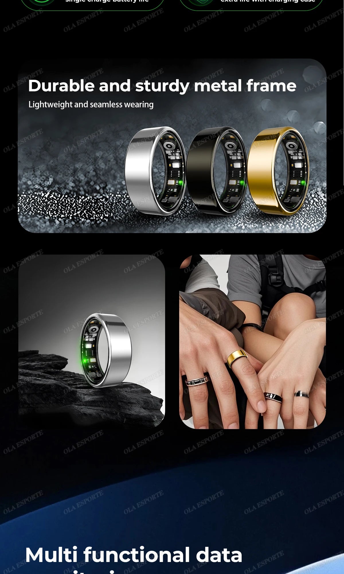 For  Smart Ring Men Women Bluetooth Monitor Blood HeartRate Blood Oxygen Monitor Smartring MultiSport 5ATM Waterproof 2025