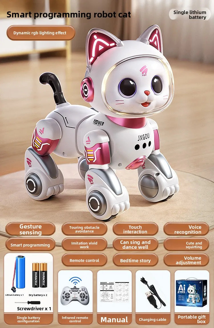 Smart Robotic Cat Toy - Interactive Walking & Meowing Robot for 1-3 Year Old Boys/Girls w/Remote Control