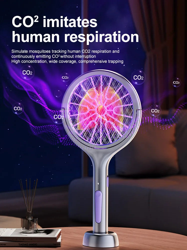 2025 Upgraded Telescopic Mosquito Killer Swatter 90° Rotatable & Wall-Mountable Extended Reach Electric Bug Zapper Home Garden