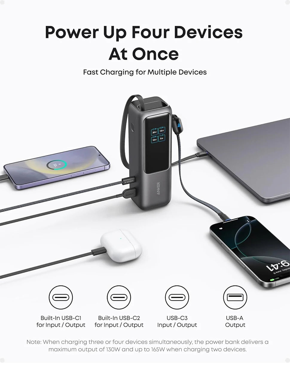 Anker Laptop Power Bank, zewnętrzna bateria 25 000 mAh Z 3 portami USB-C o mocy 100 W do ładowania wielu urządzeń