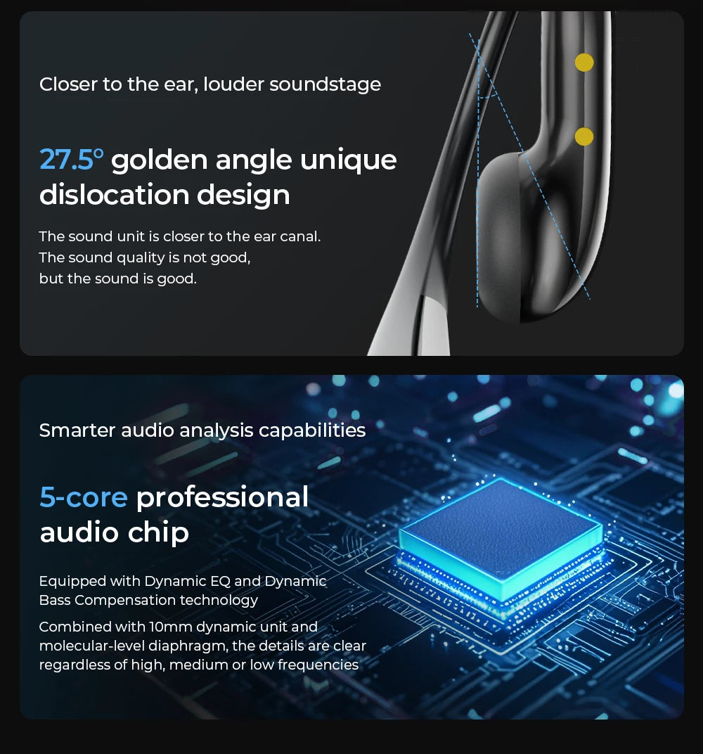 Translator HTC NE23 OWS Wireless Headphones 6.0 Translation Earphones Dual Noise Reduction Calls IP55 Professional Protection