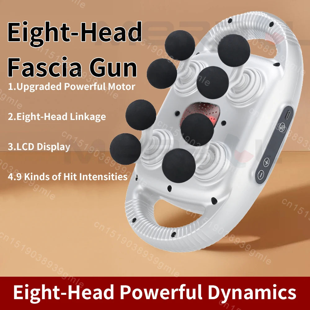 Fascia Gun 12/8 Heads Electric Massage Gun Muscle Relaxation High Frequency Back Massage Deep Tissue Muscle Fascia Massage Gun
