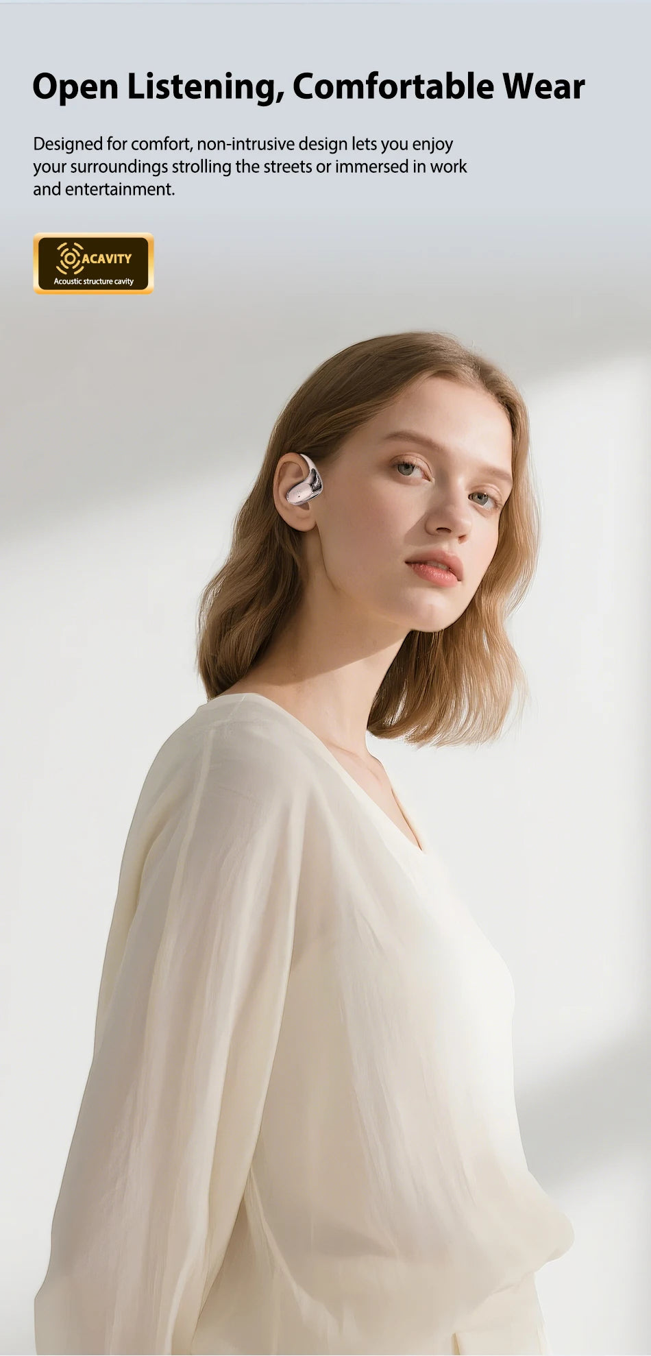 HTC NE35 Bluetooth V6.0 AI Translation Earphones OWS Sport Headphone Comfortable Ultra-light Earhook Wireless Headphone with Mic