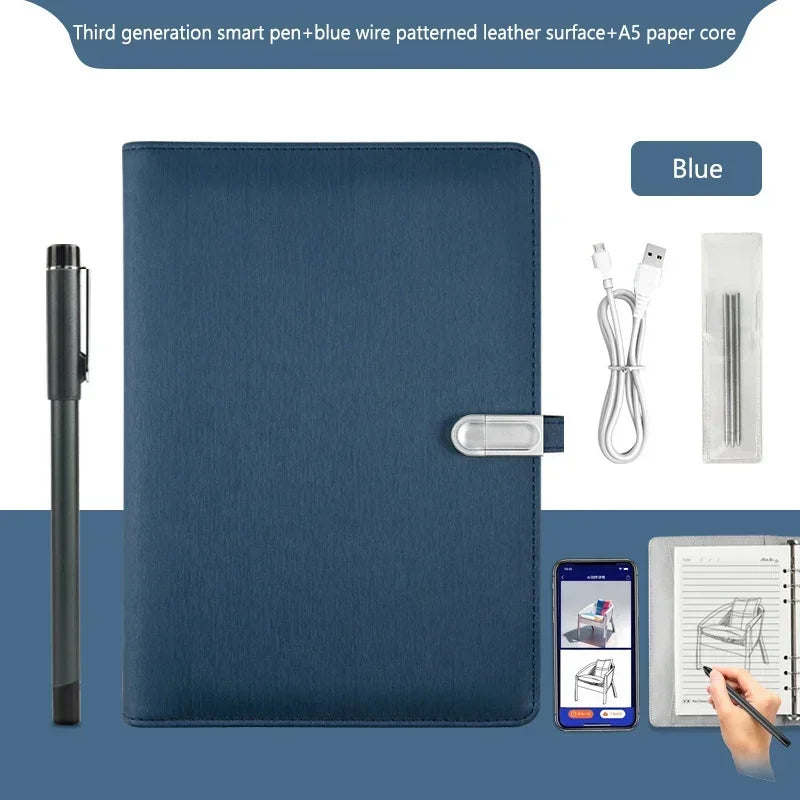 AI Bluetooth Digital Handwriting Note Book A5 Smart Sync Pen Diary Writing Set Cloud Notebook Drawing Writing Pads Playback Note
