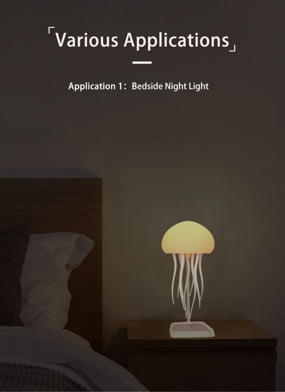 Jellyfish Cartoon Nihgt Light RGB Voice Control Jellyfish Bedside Lamp Type-C LED Night Lamp Upgraded Bluetooth Humidifier Model