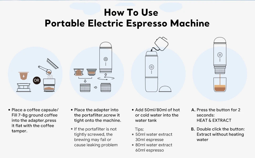 Auto Espresso Coffee Maker Portable Coffee Machine Wireless Electric Espresso Maker Fit Nespresso Capsule & Coffee Powder