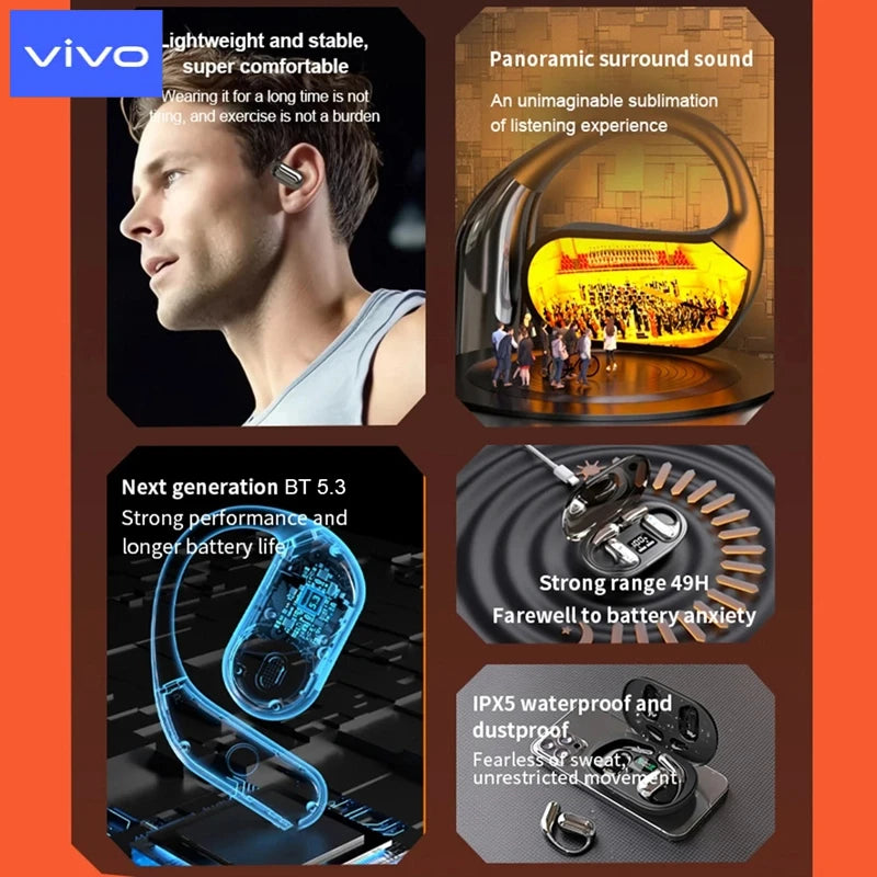 VIVO 3-in-1 AI Translator Earbuds 140 Languages Noise Cancelling Bluetooth 5.3 Headset Instant Translator Smart Voice Real Time