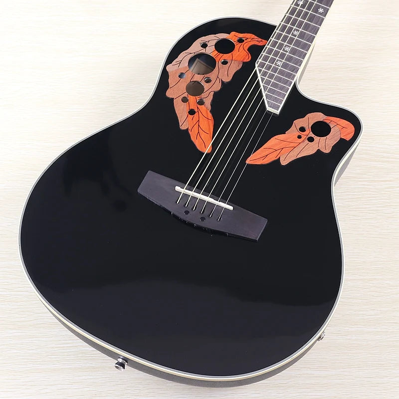 Electric Acoustic Guitar 6 Strings Round Back Ovation Model Brown 41 Inch Acoustic Guitar Cutaway Design Electric Folk Guitar