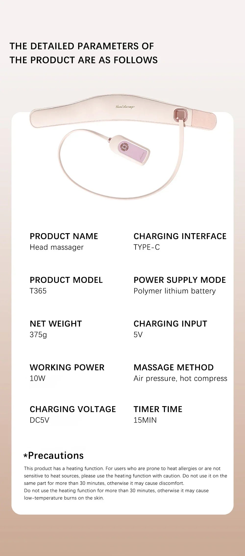 Electric Head Massager with Heat Air Pressure Head Massage Device Eye Muscle Massager Hot Compress Airbag Music 6-Zone Massager