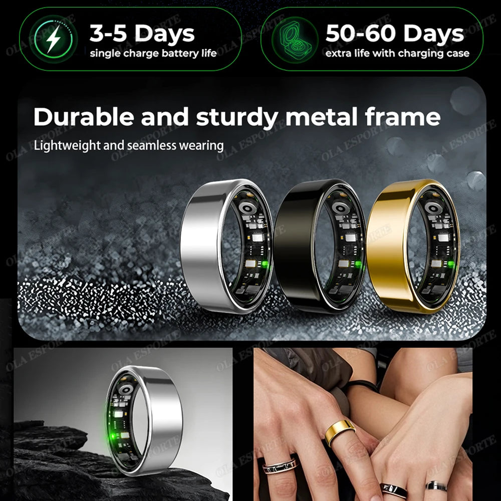 For  Smart Ring Men Women Bluetooth Monitor Blood HeartRate Blood Oxygen Monitor Smartring MultiSport 5ATM Waterproof 2025