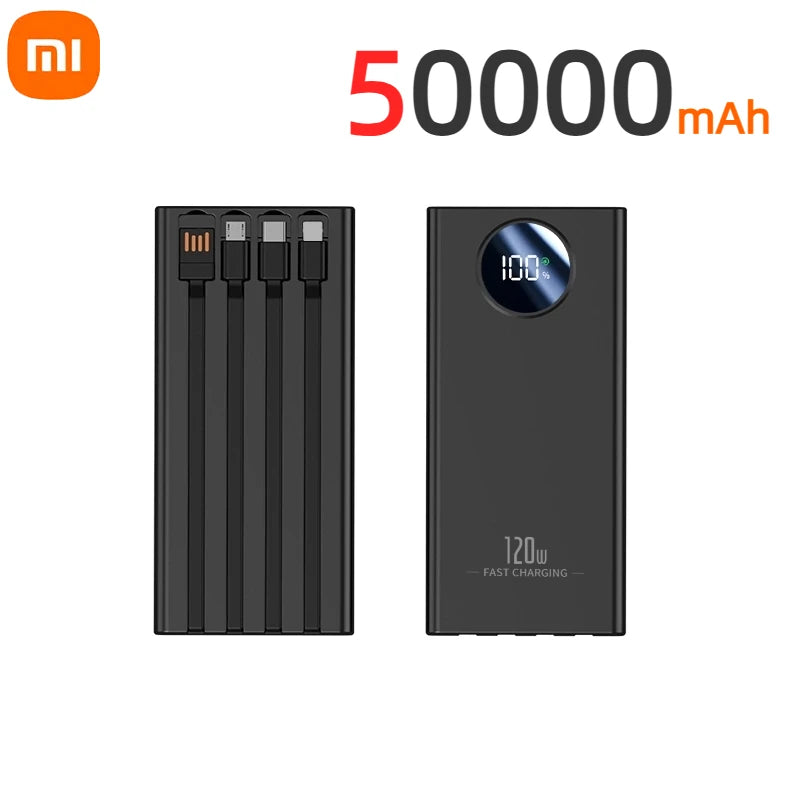 Xiaomi 120W 200000mAh Capacity Power Bank Large Capacity Super Fast Charging Portable Powerbank with 4 Wires for iPhone Huawei
