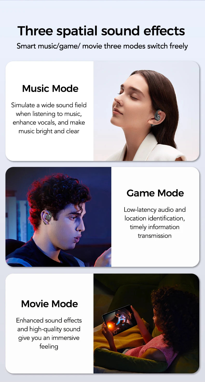 Translator HTC NE11 Bluetooth 6.0 OWS Wireless Headphones Translation Earphones Full-Color Touch Screen Ultra Long Battery Life