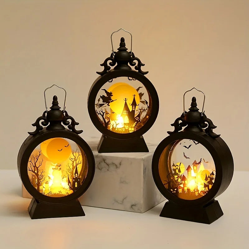 Halloween Oil Lamp,LED Electronic Wax Candle Light,Handheld Lantern,Party Atmosphere Props,Luminous Ornaments