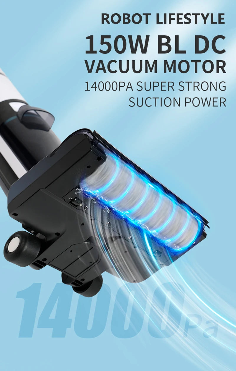 Wet Dry Vacuum Cleaner Cordless handhed Cleaning Robot Wireless RL8Pro Voice Assistant Low Noise 14000Pa Suction Battery 4000mAh