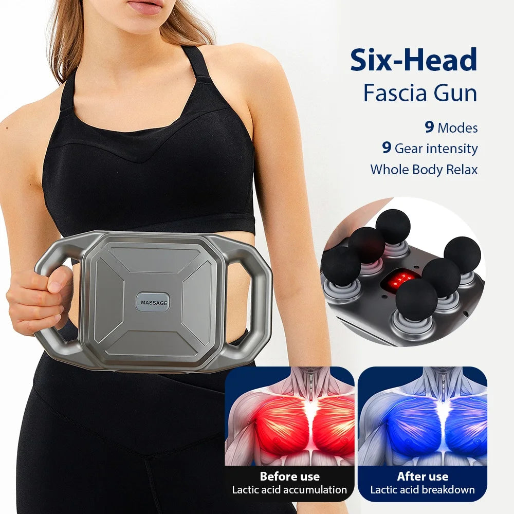Six-head Fascia Gun High Frequency Vibration Waist Shoulder Back Leg Deep Tissue Body Massage Machine