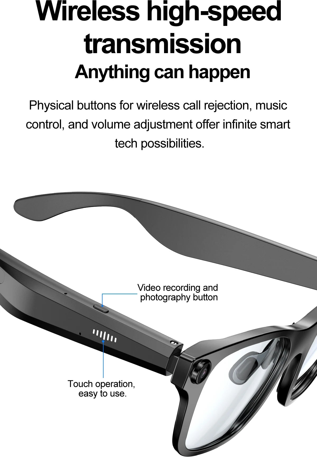 New OTA Upgrade Smart Glasses 1080P HD Camera Video Record AI Chat GPT Function Q&A Translation Wireless Call Women Men Eyeglass